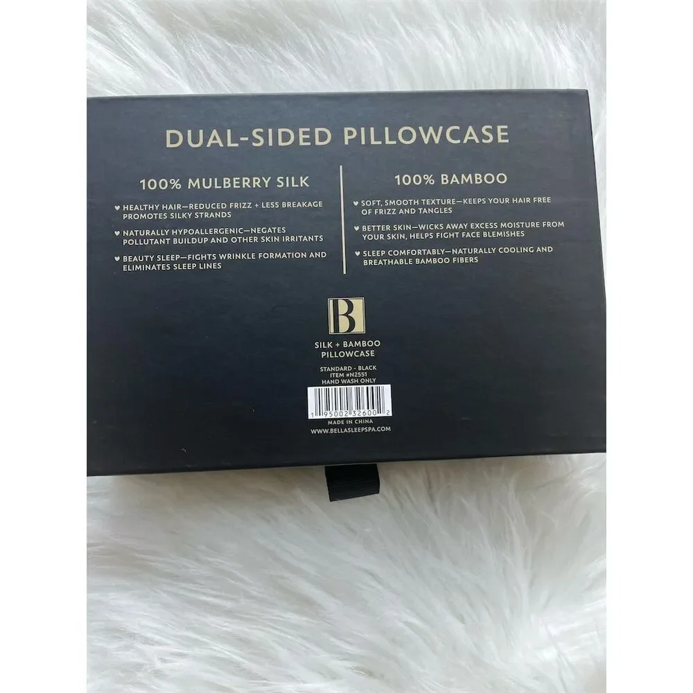 🆕 Bella Sleep + Spa Silk + Bamboo Dual-Sided Pillowcase Standard-Black